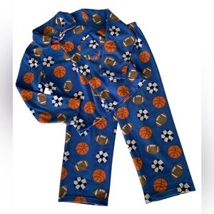 Carter’s Pajamas 2 PC Set Top Pants Sports Plush Fleece Long Sleeve Blue Boys 6